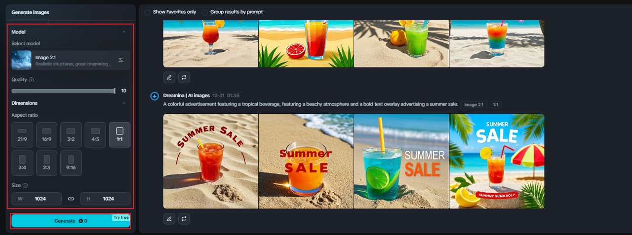 Set parameters and generate