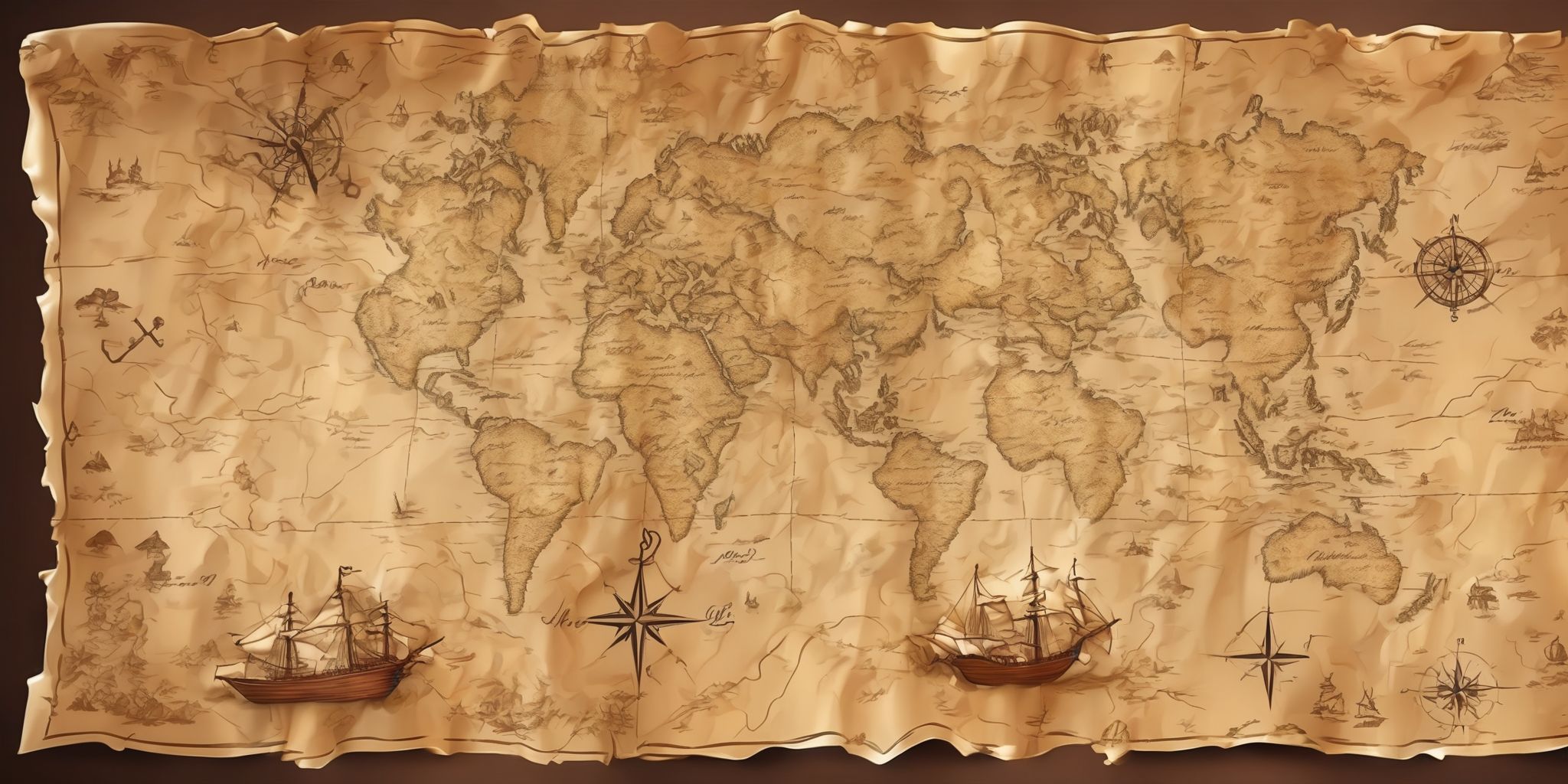 Treasure map  in realistic, photographic style