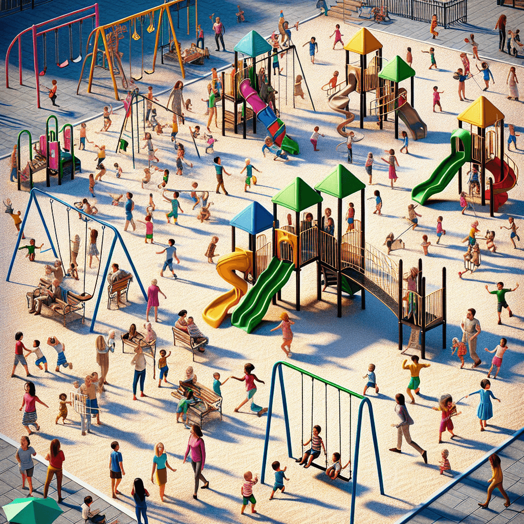 Kids’ activities: Playground  in realistic, photographic style