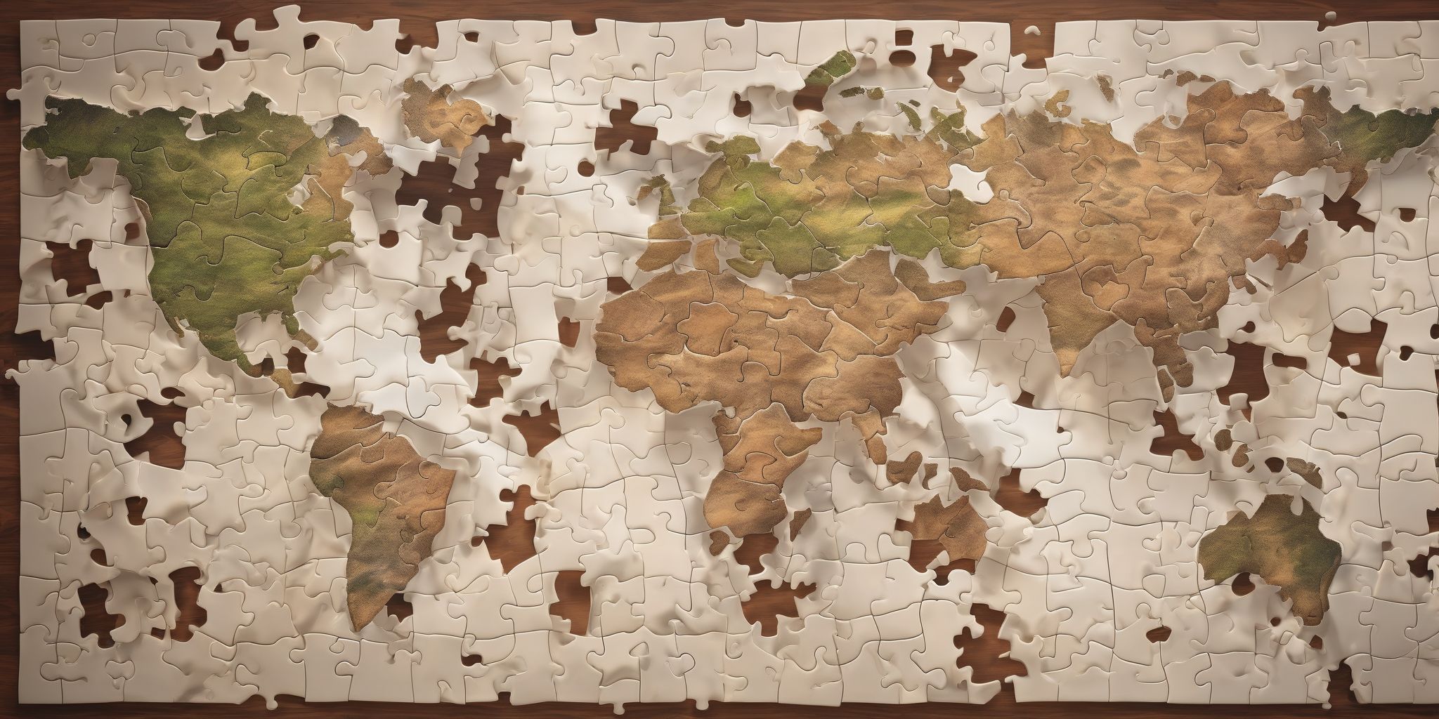 Puzzle map  in realistic, photographic style