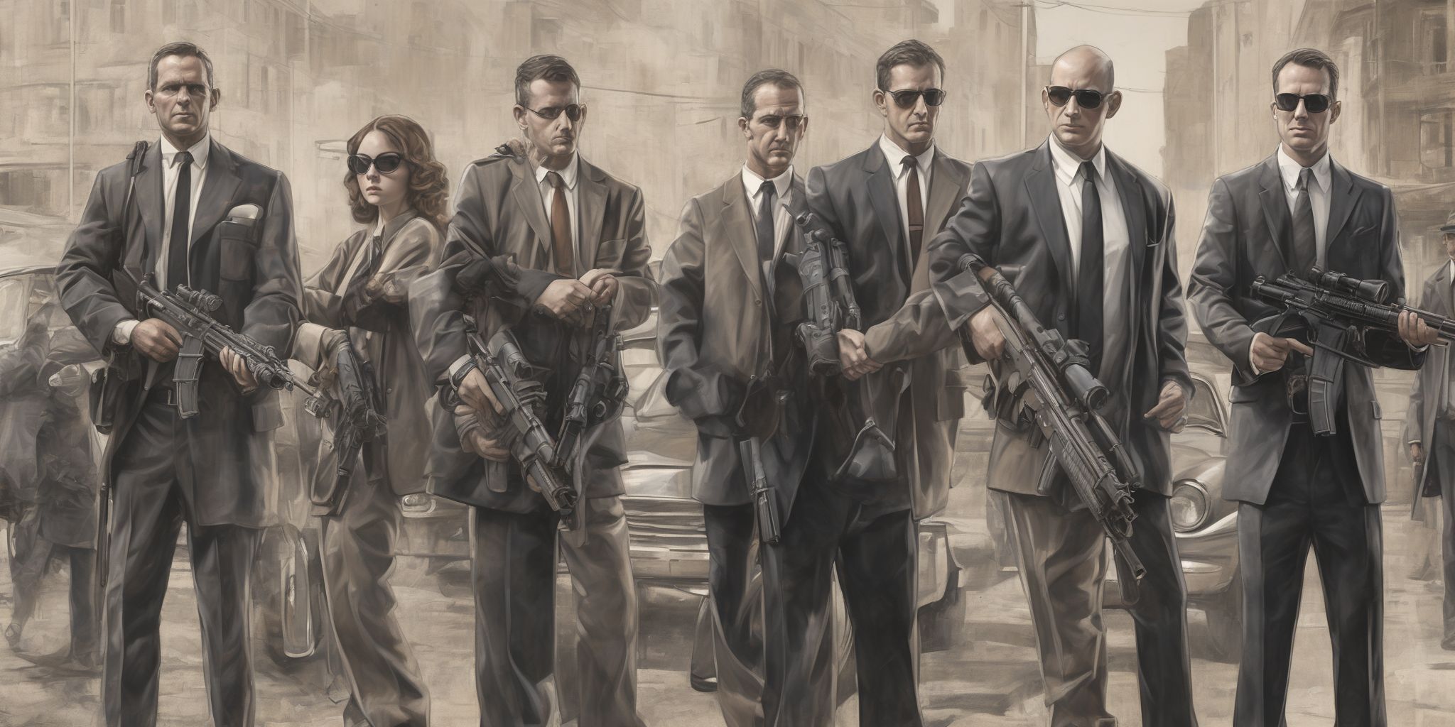 Agents  in realistic, photographic style