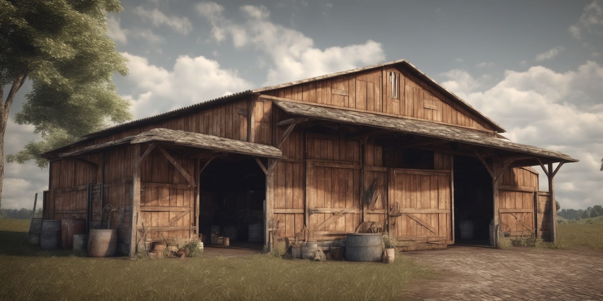 Stable  in realistic, photographic style