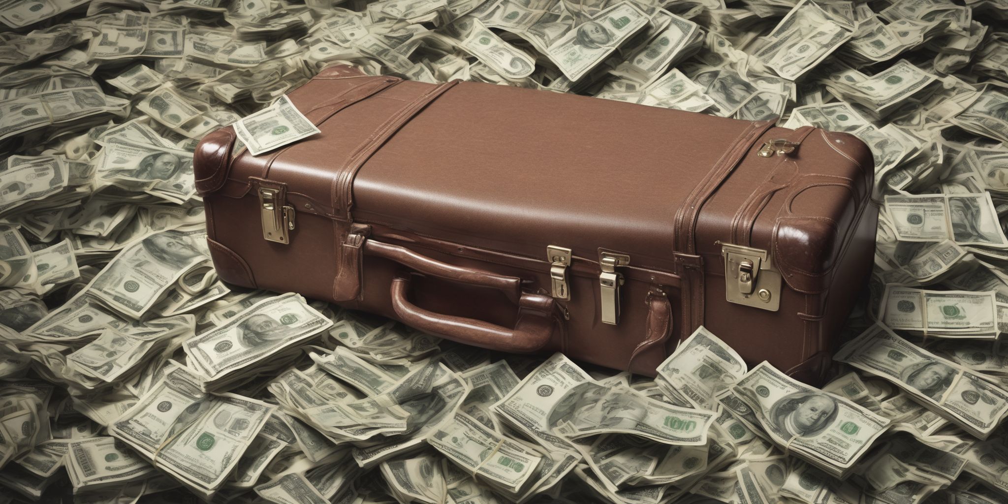 Suitcase of money  in realistic, photographic style