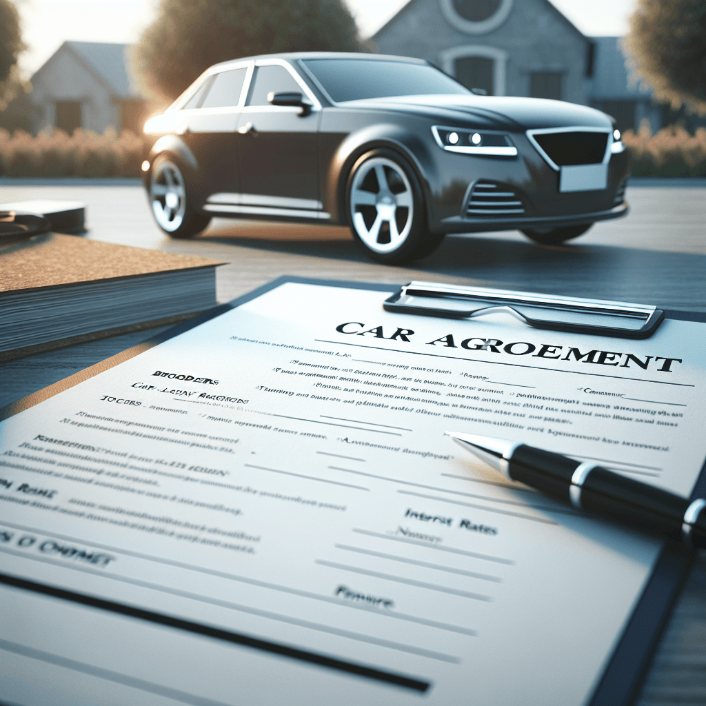 Car payments: Loan agreement  in realistic, photographic style