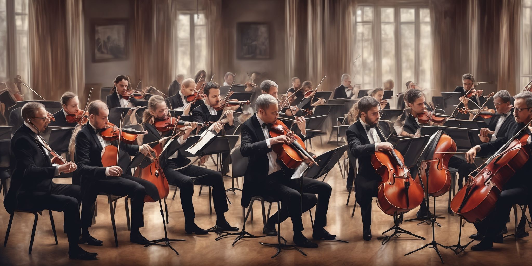 Orchestra  in realistic, photographic style