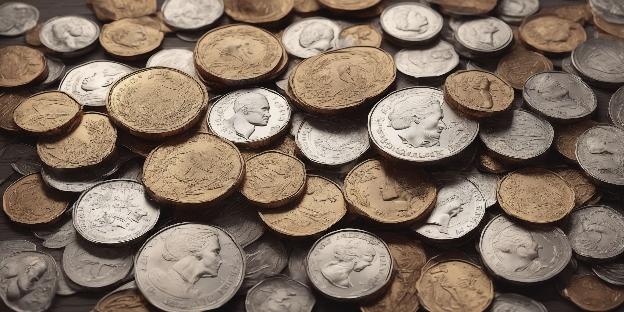 Coins  in realistic, photographic style