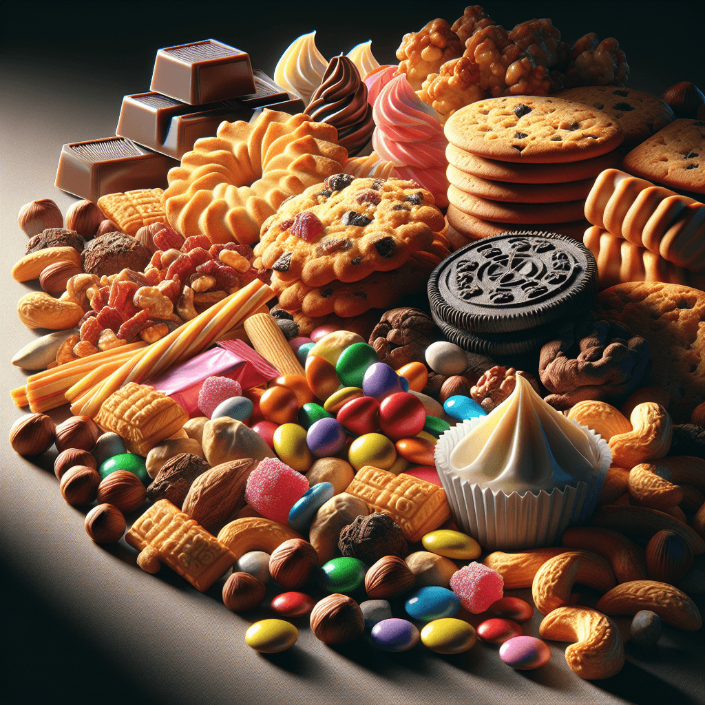 Snacks  in realistic, photographic style