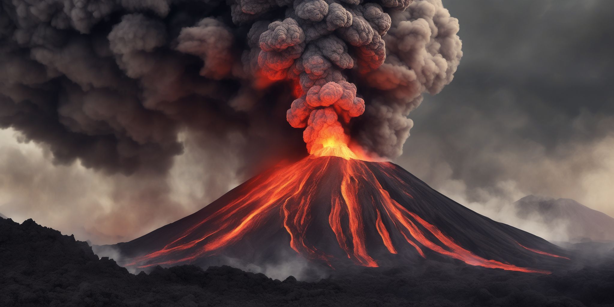 Volcanic eruption  in realistic, photographic style