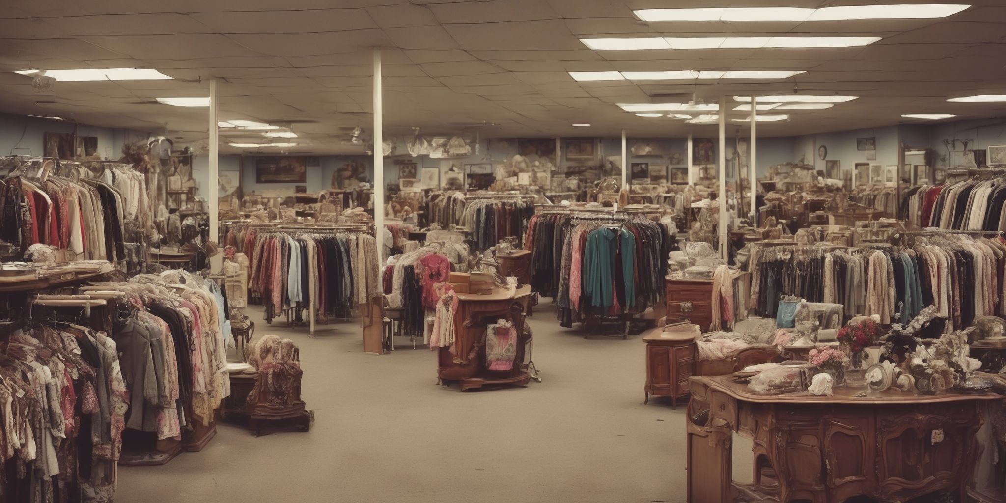 Thrift store  in realistic, photographic style