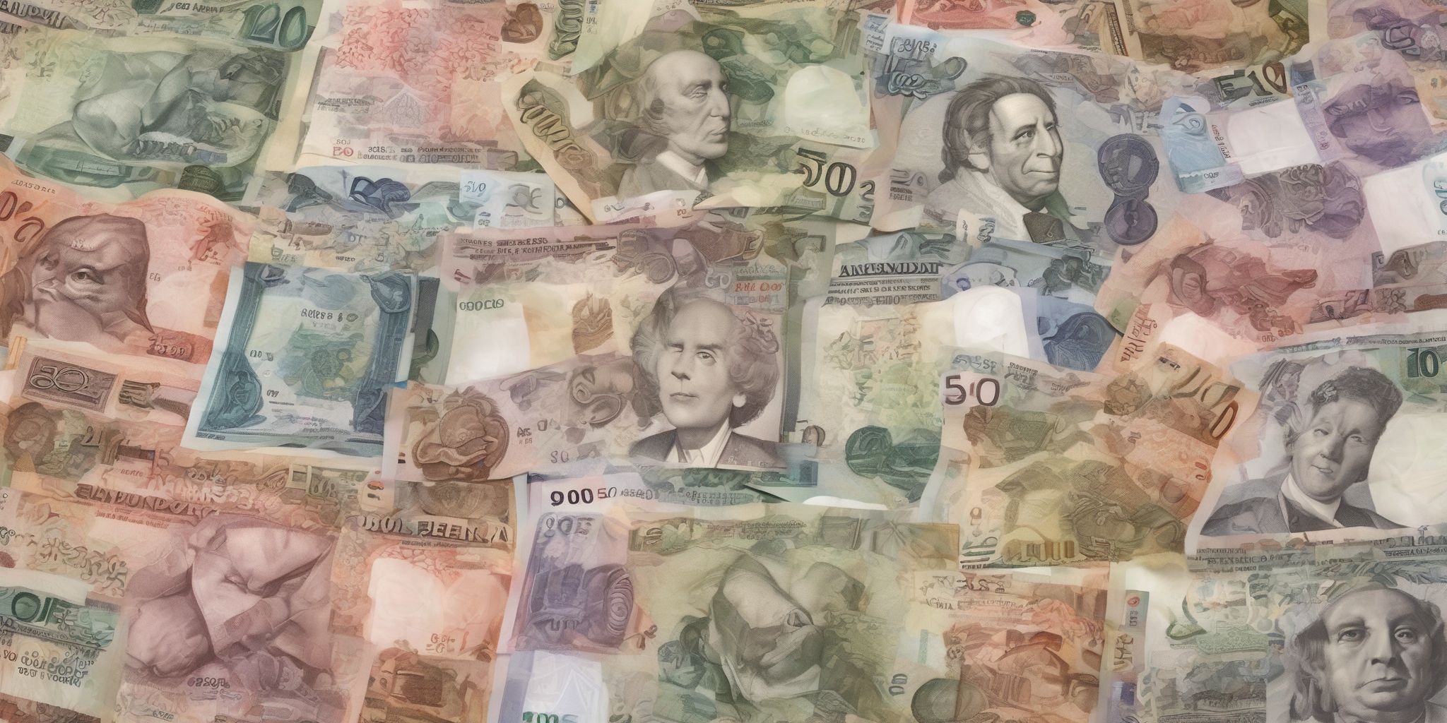 International currency  in realistic, photographic style