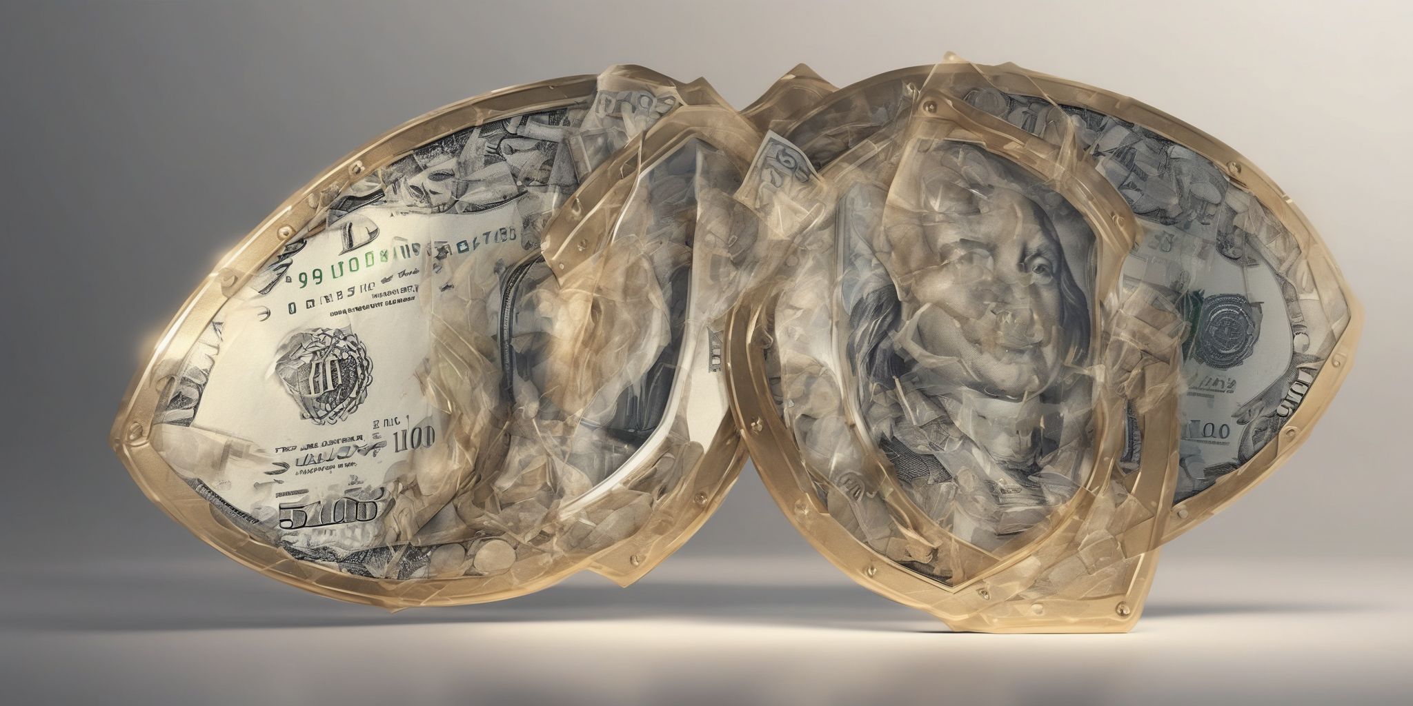Money shield  in realistic, photographic style