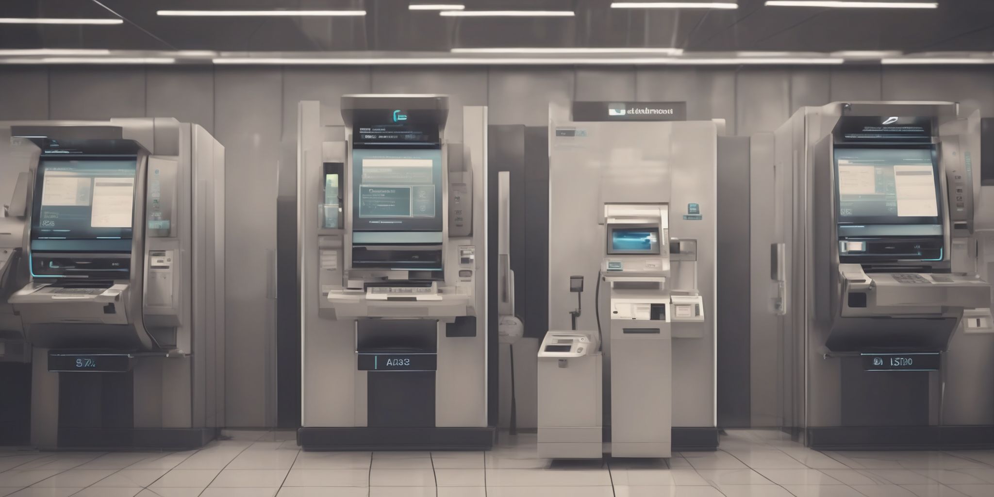 Automated banking  in realistic, photographic style