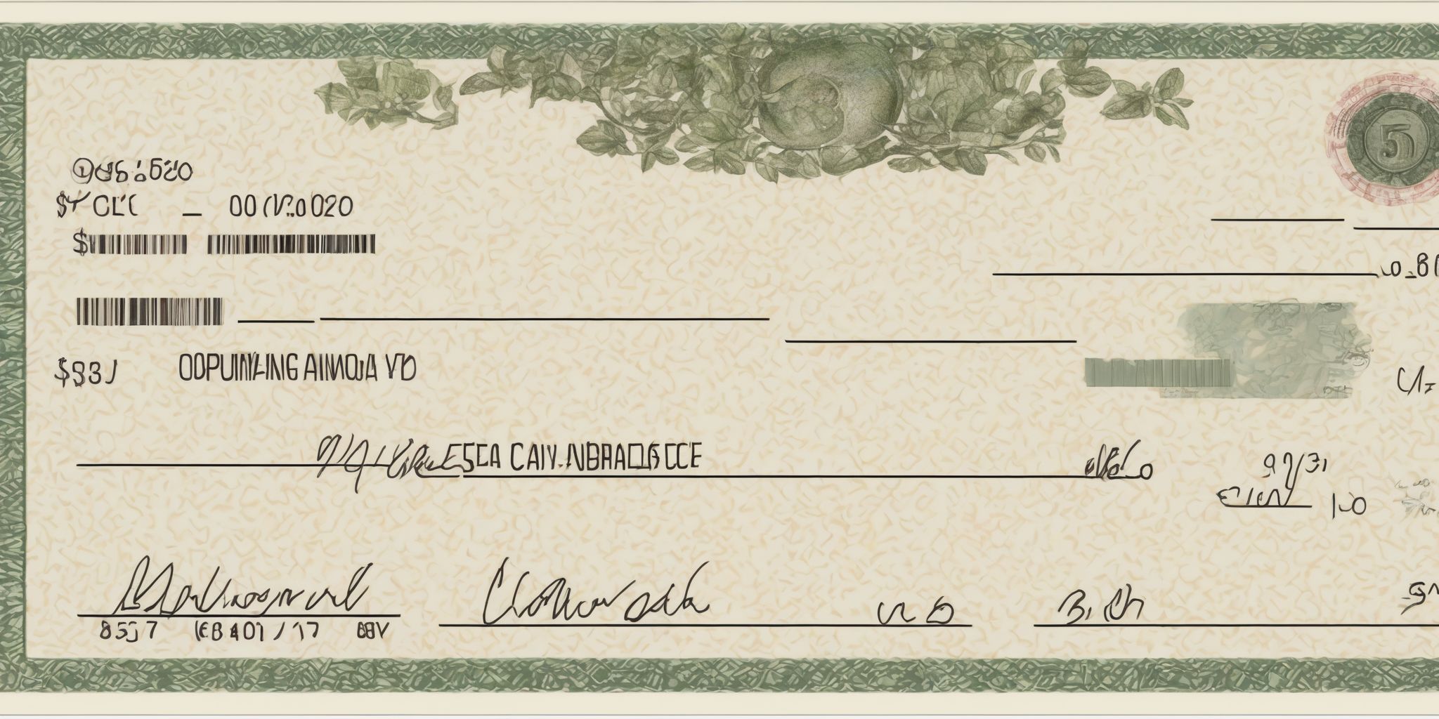 Cheque  in realistic, photographic style