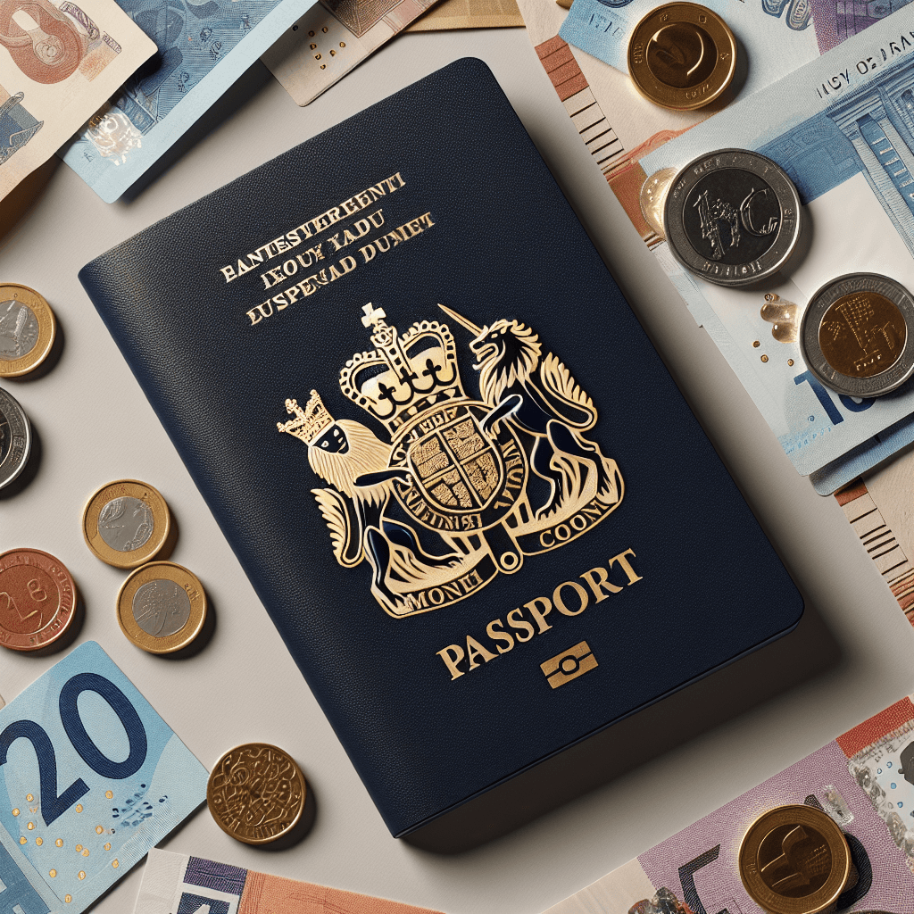 Passport expenses -> Passport cover  in realistic, photographic style