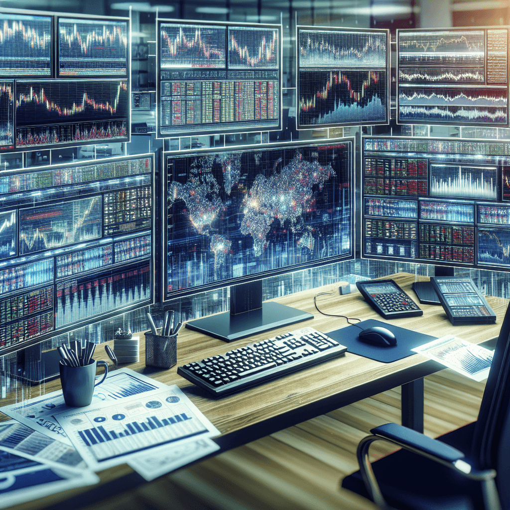 Trading Desk  in realistic, photographic style