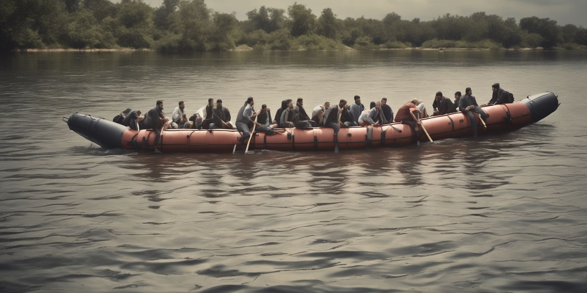 Unemployment raft  in realistic, photographic style