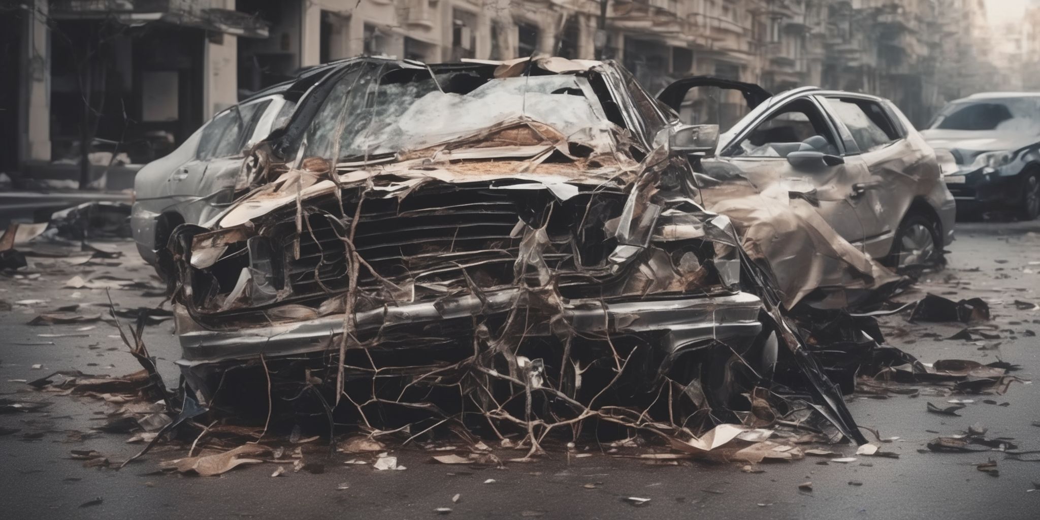 Damaged car  in realistic, photographic style