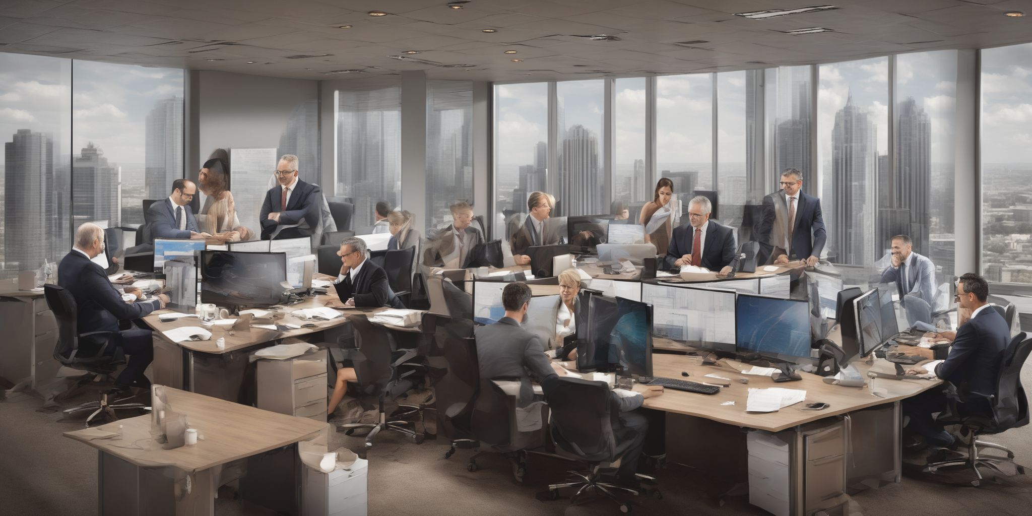 Brokers  in realistic, photographic style
