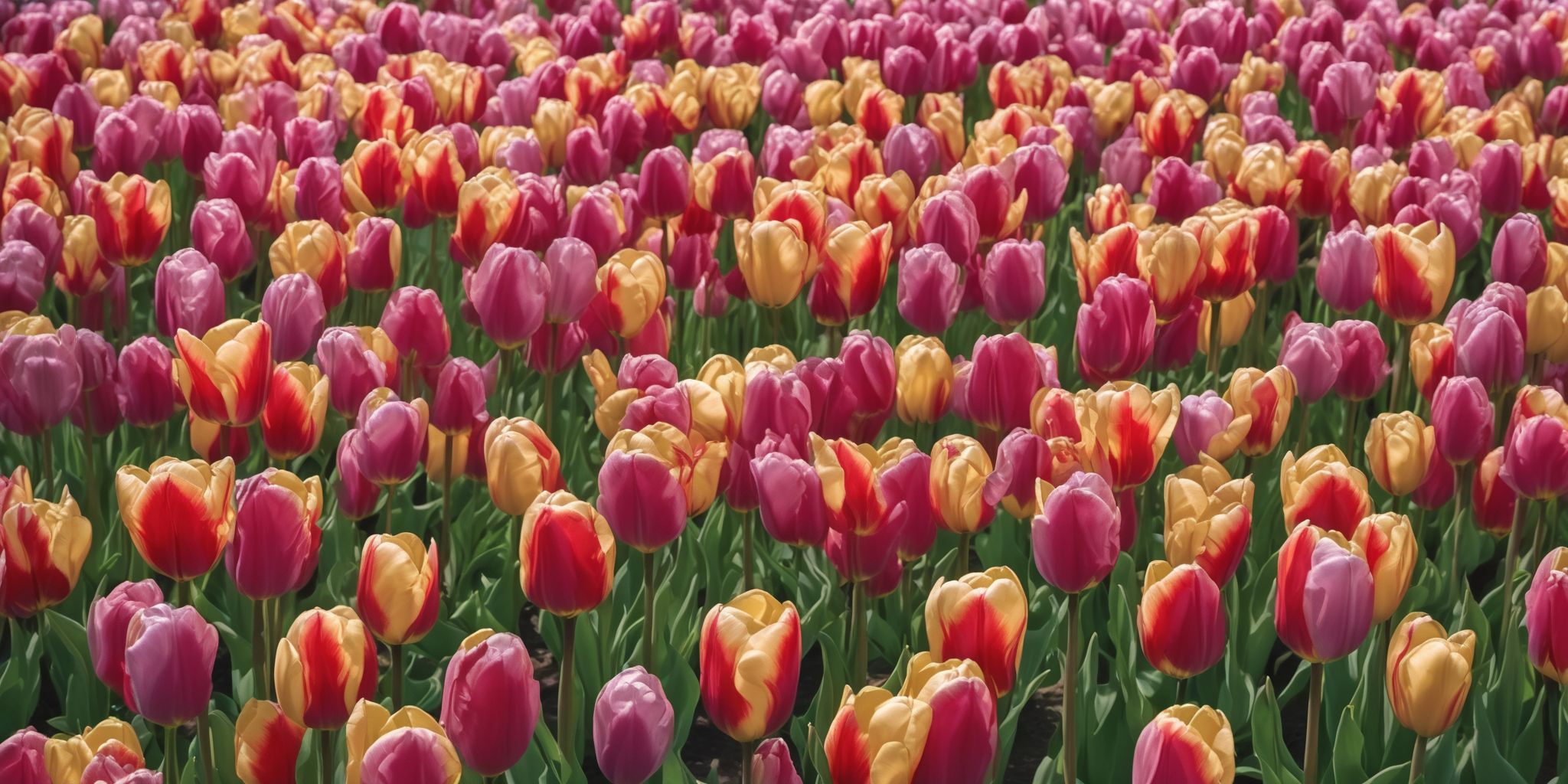Tulip garden  in realistic, photographic style