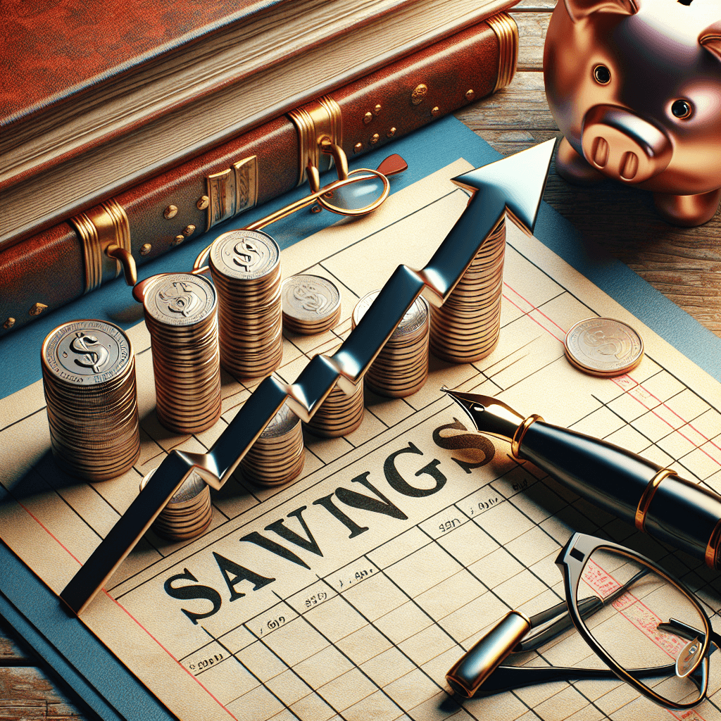 Raise -> Savings account  in realistic, photographic style