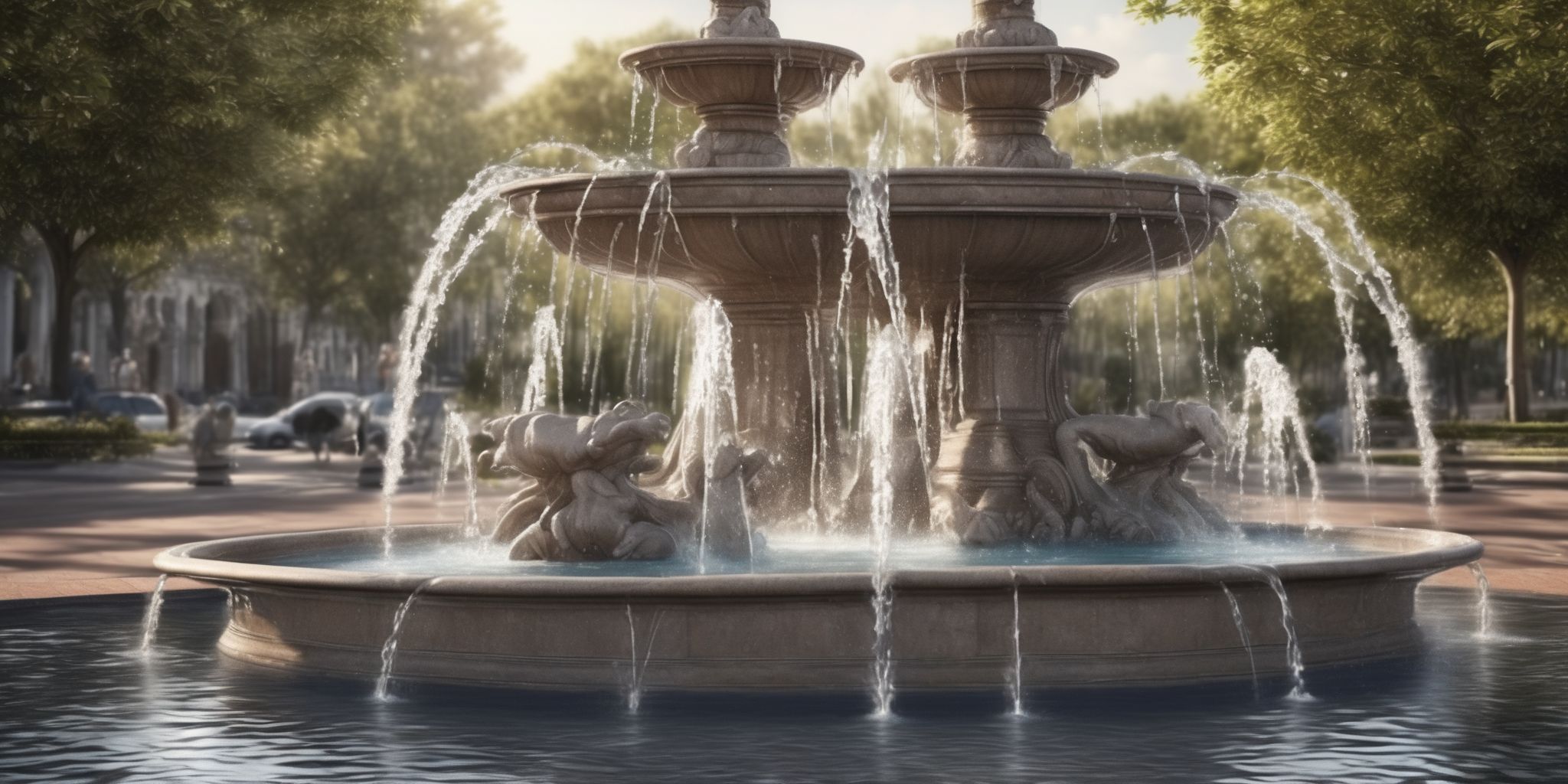 Fountain  in realistic, photographic style