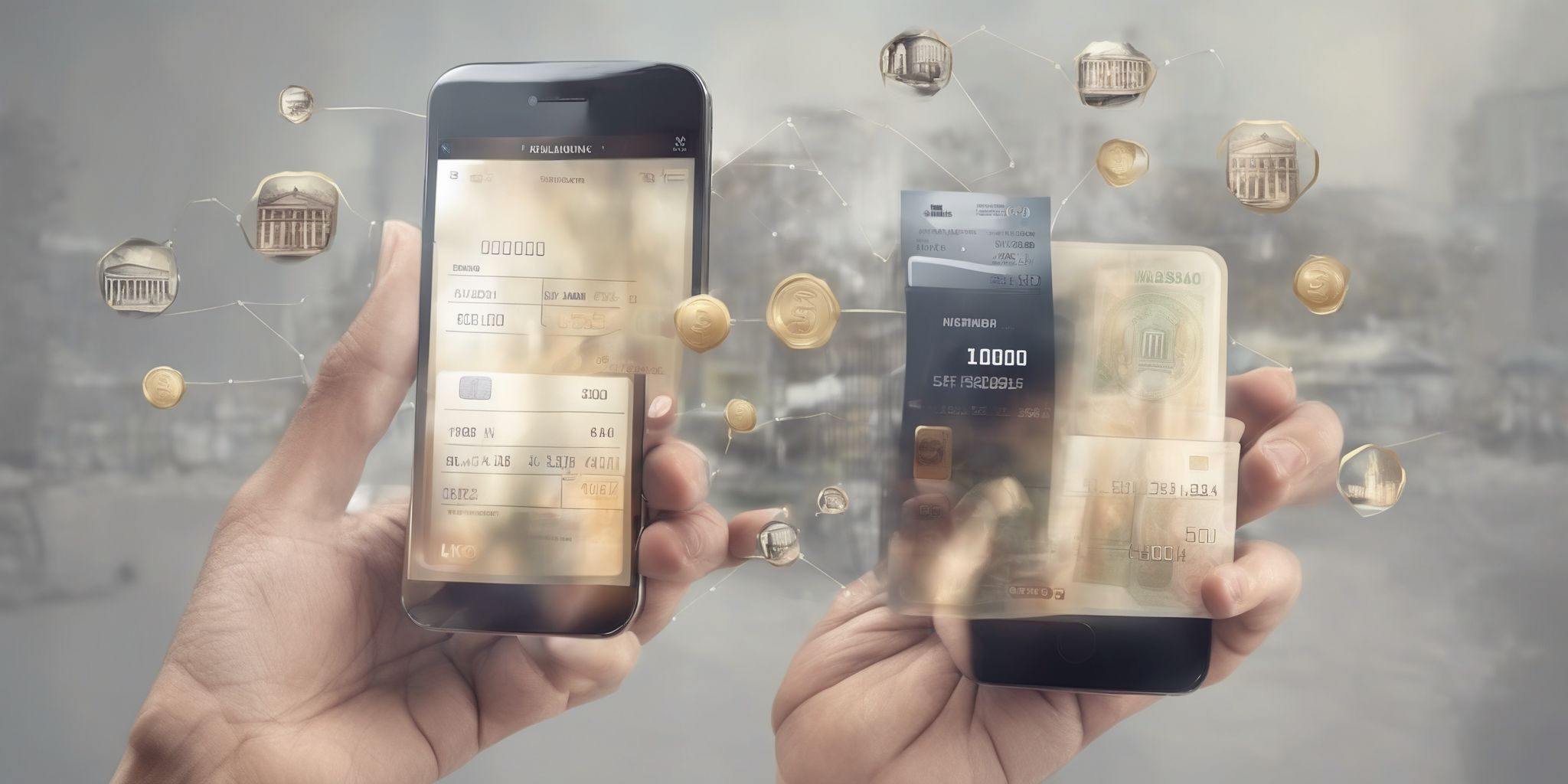 Mobile banking  in realistic, photographic style
