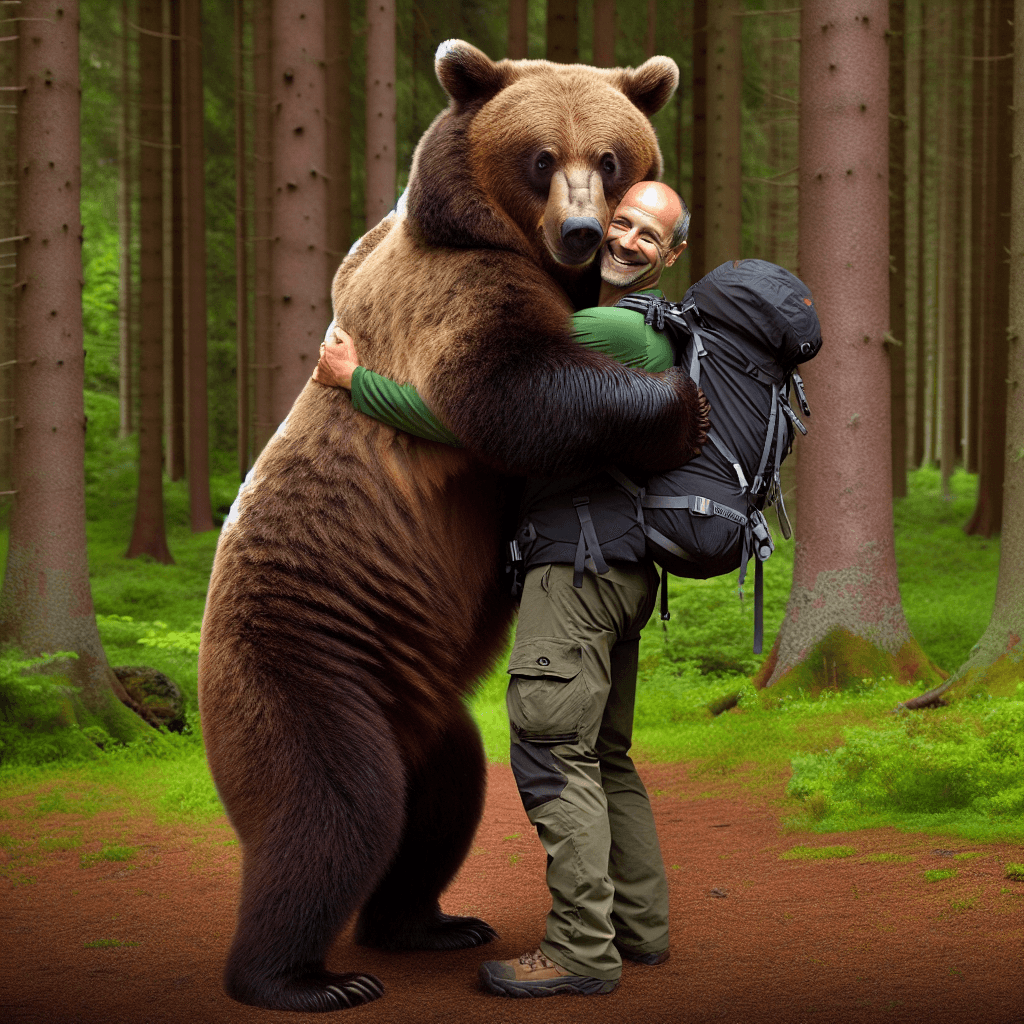 Bear Hug  in realistic, photographic style
