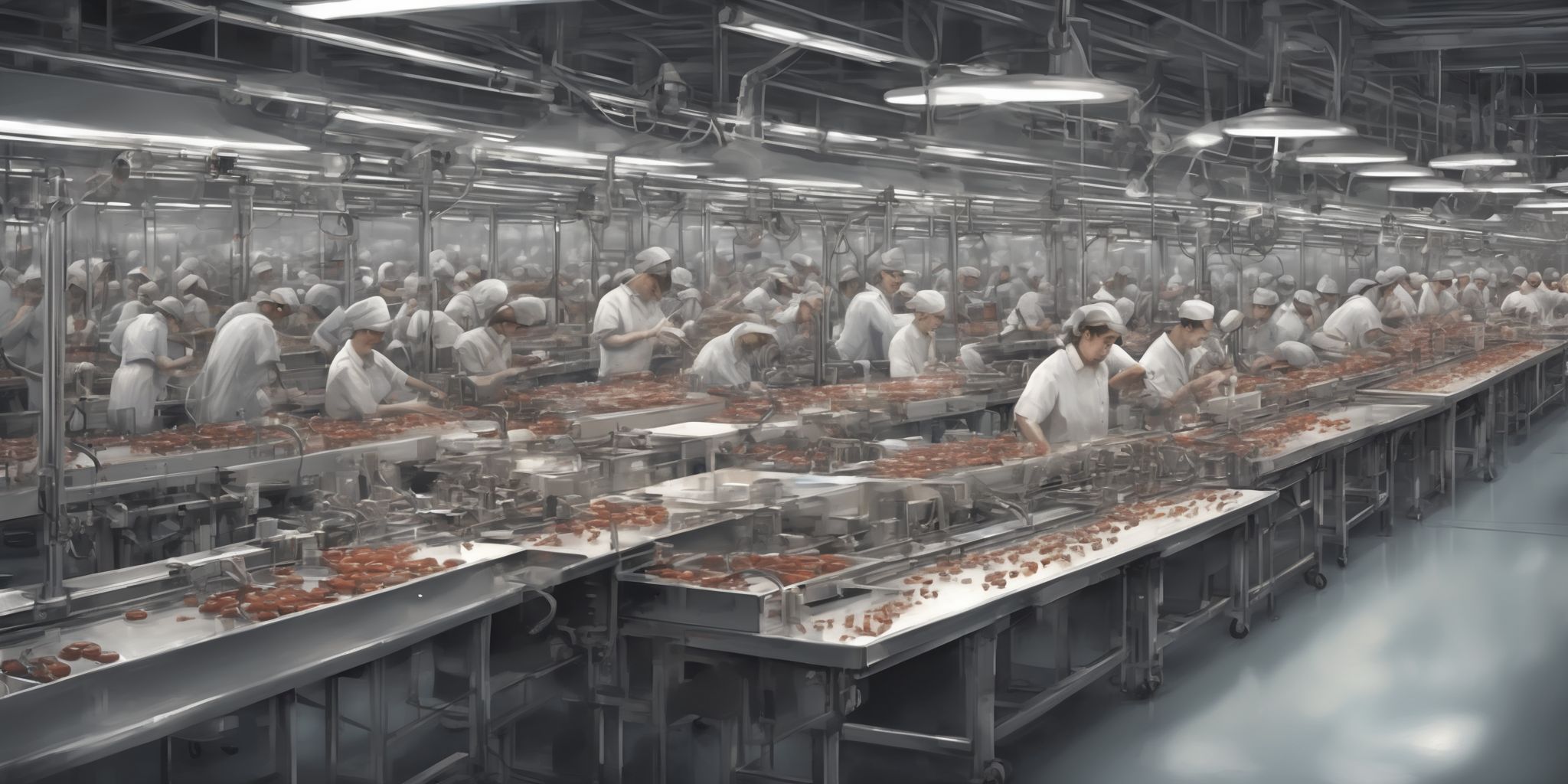 Assembly line  in realistic, photographic style