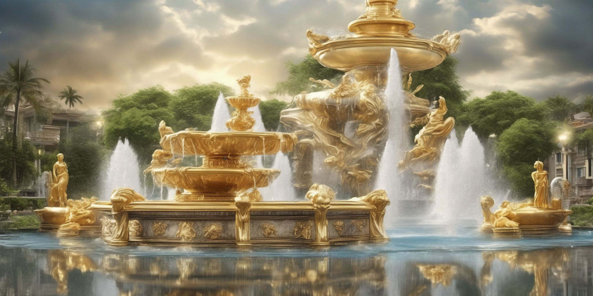 Wealth Fountain  in realistic, photographic style