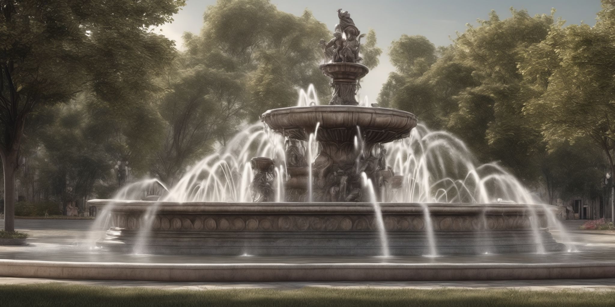 Fountain  in realistic, photographic style