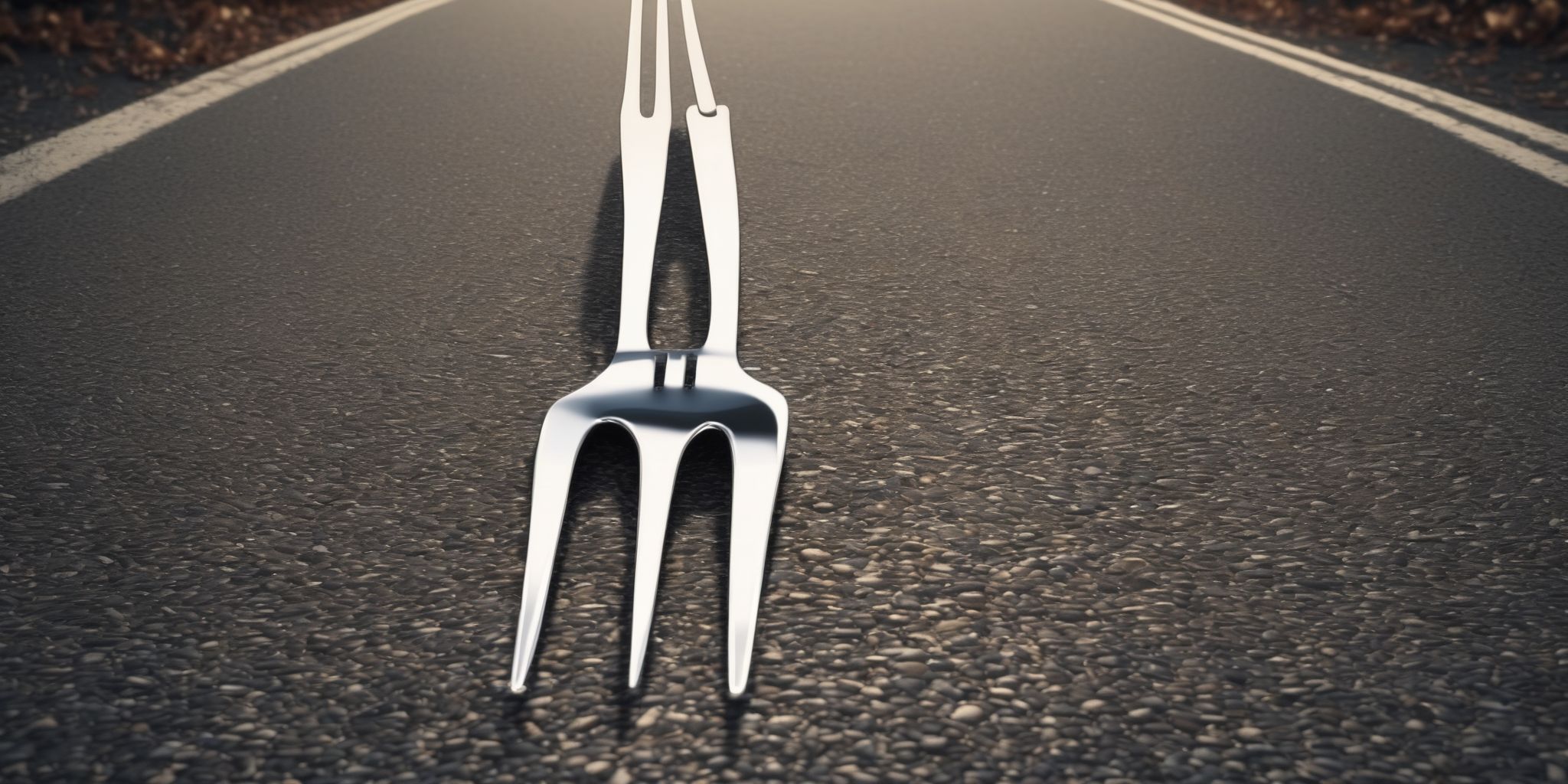 Fork in the road  in realistic, photographic style