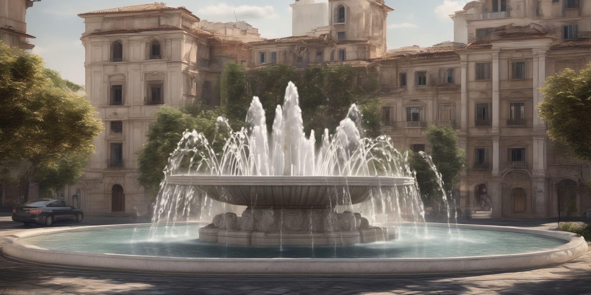 Fountain  in realistic, photographic style