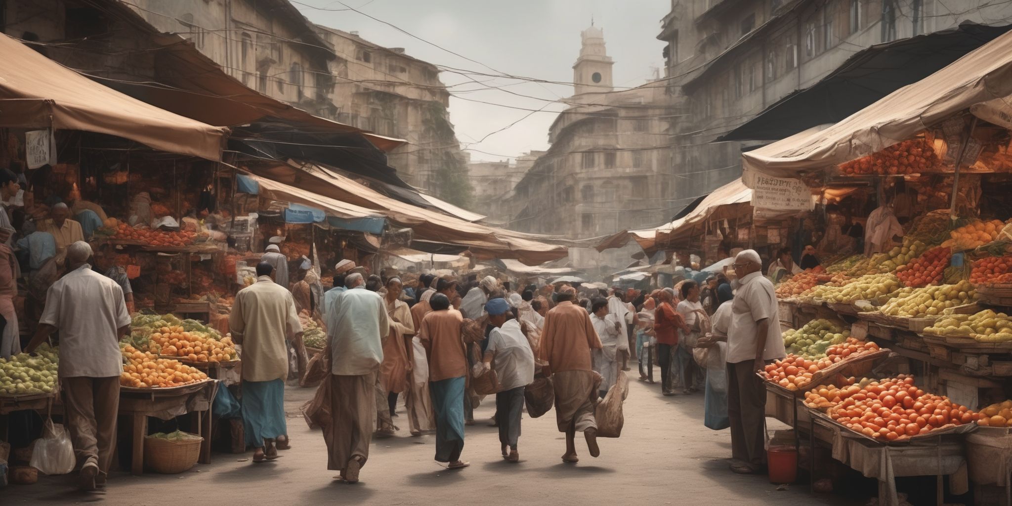 Market  in realistic, photographic style
