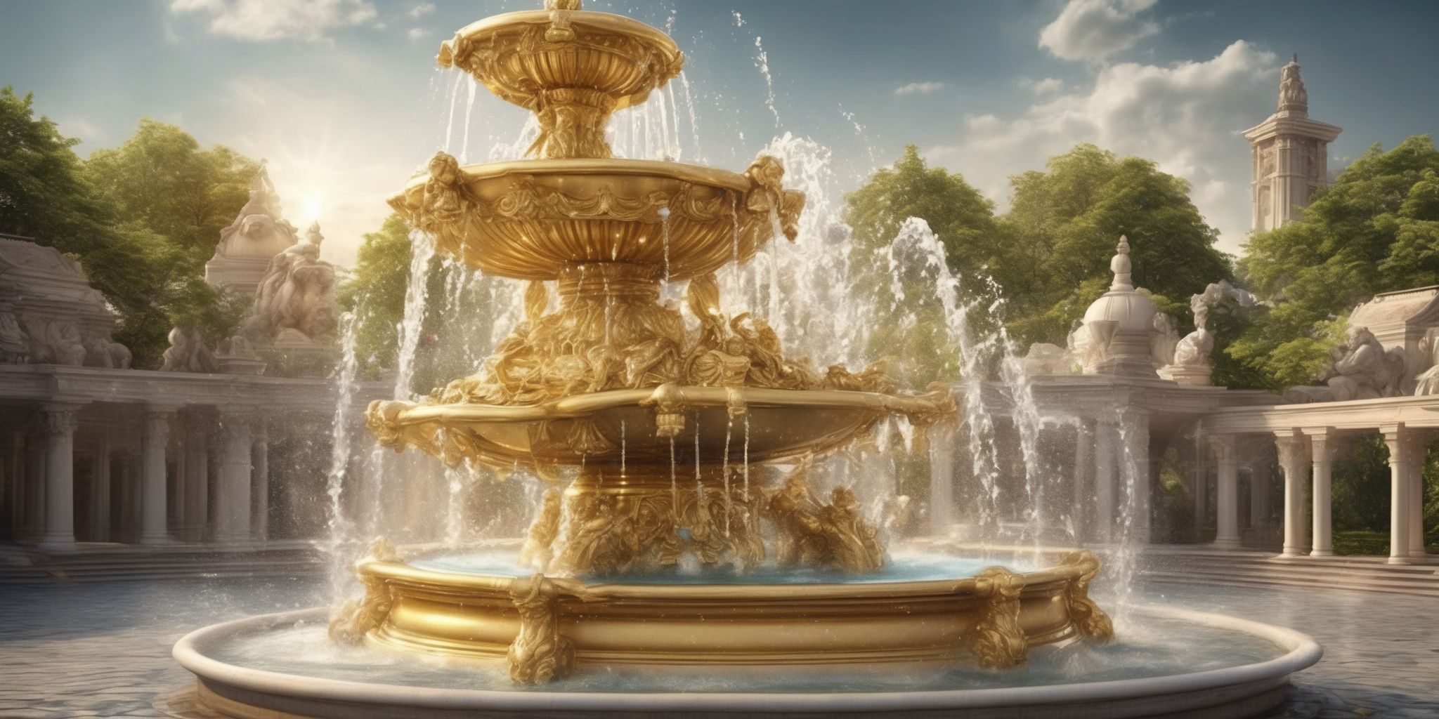 Wealth fountain  in realistic, photographic style