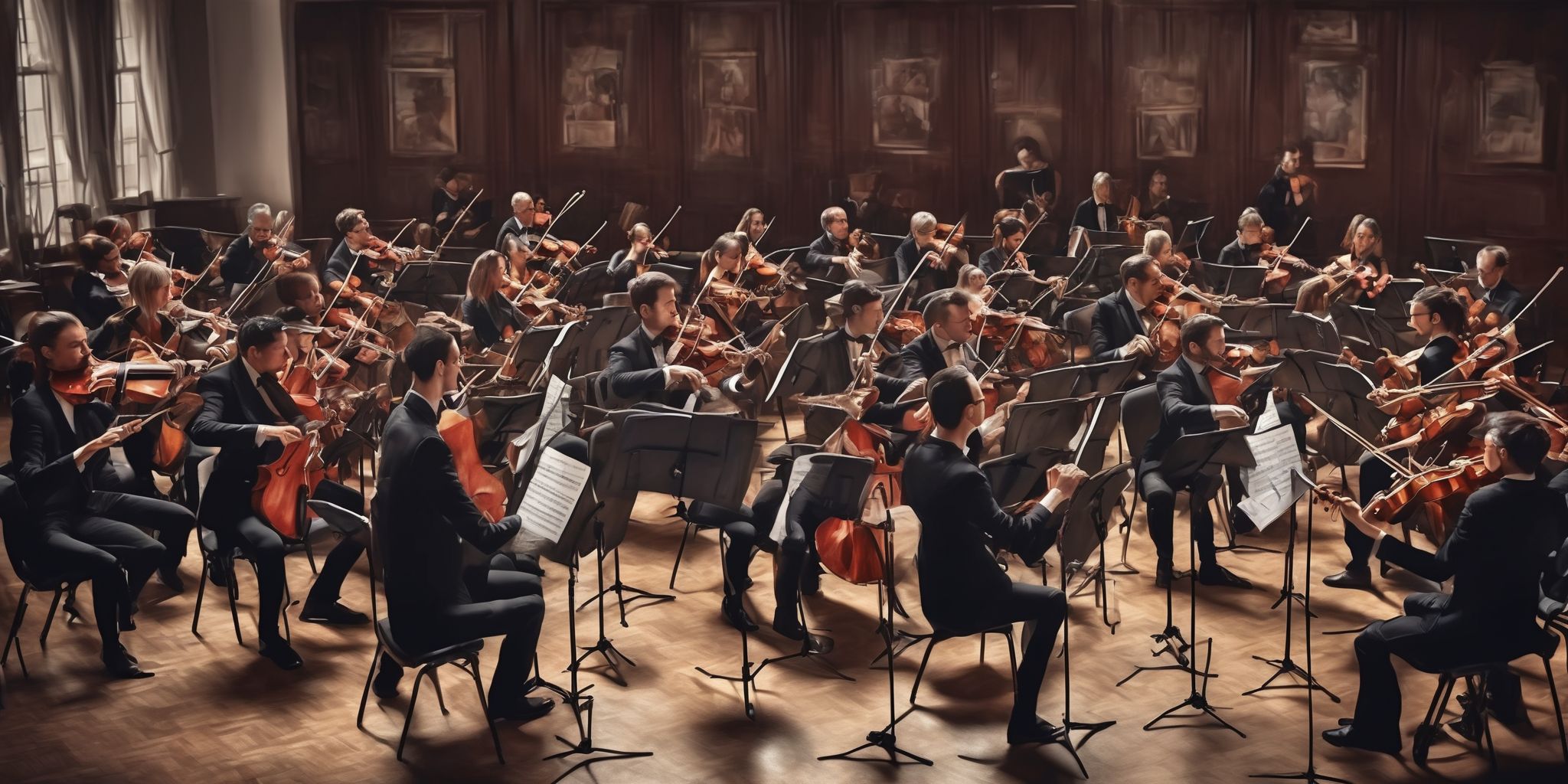 Orchestra  in realistic, photographic style