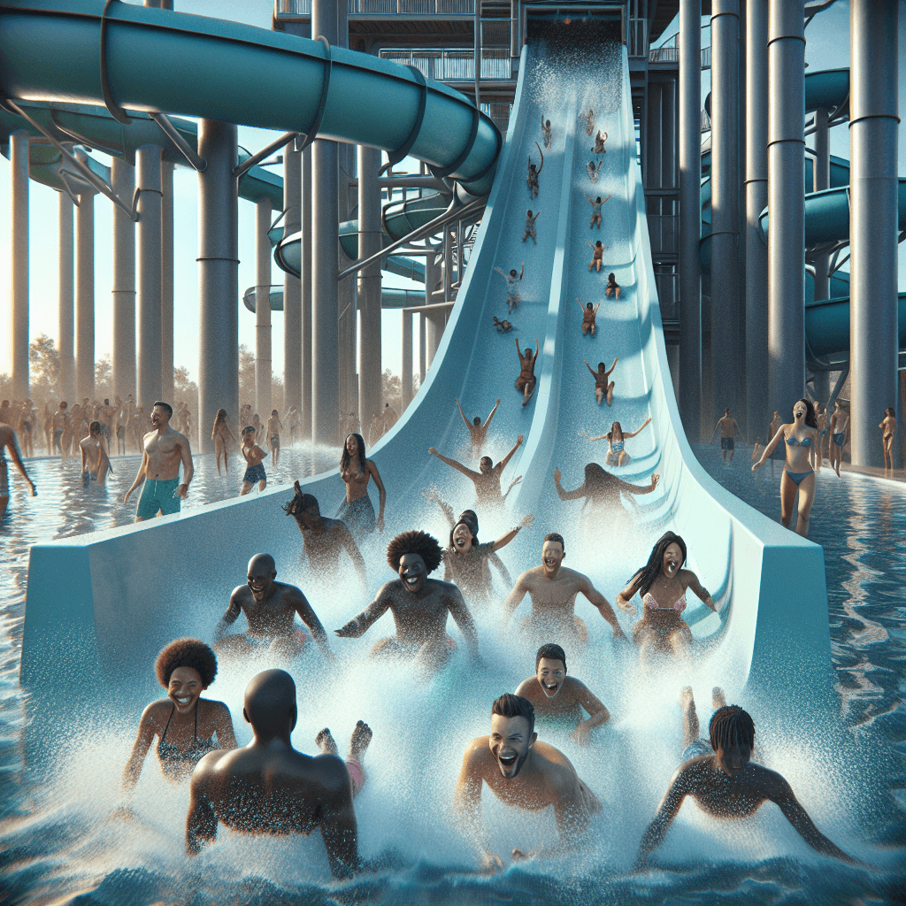 Water slide  in realistic, photographic style