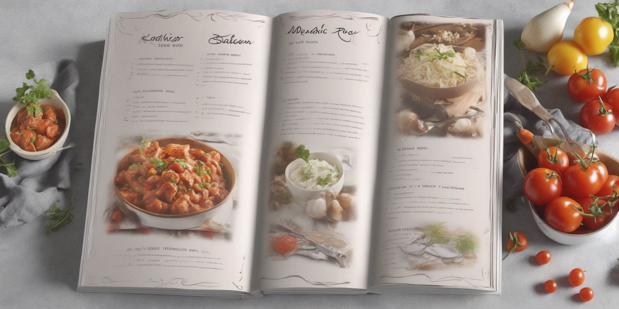 Recipe book  in realistic, photographic style