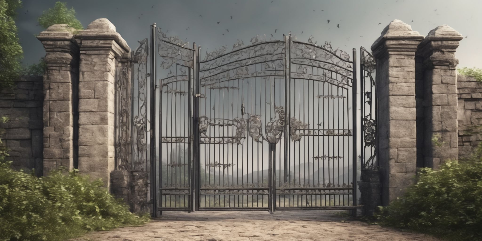 Open gate  in realistic, photographic style