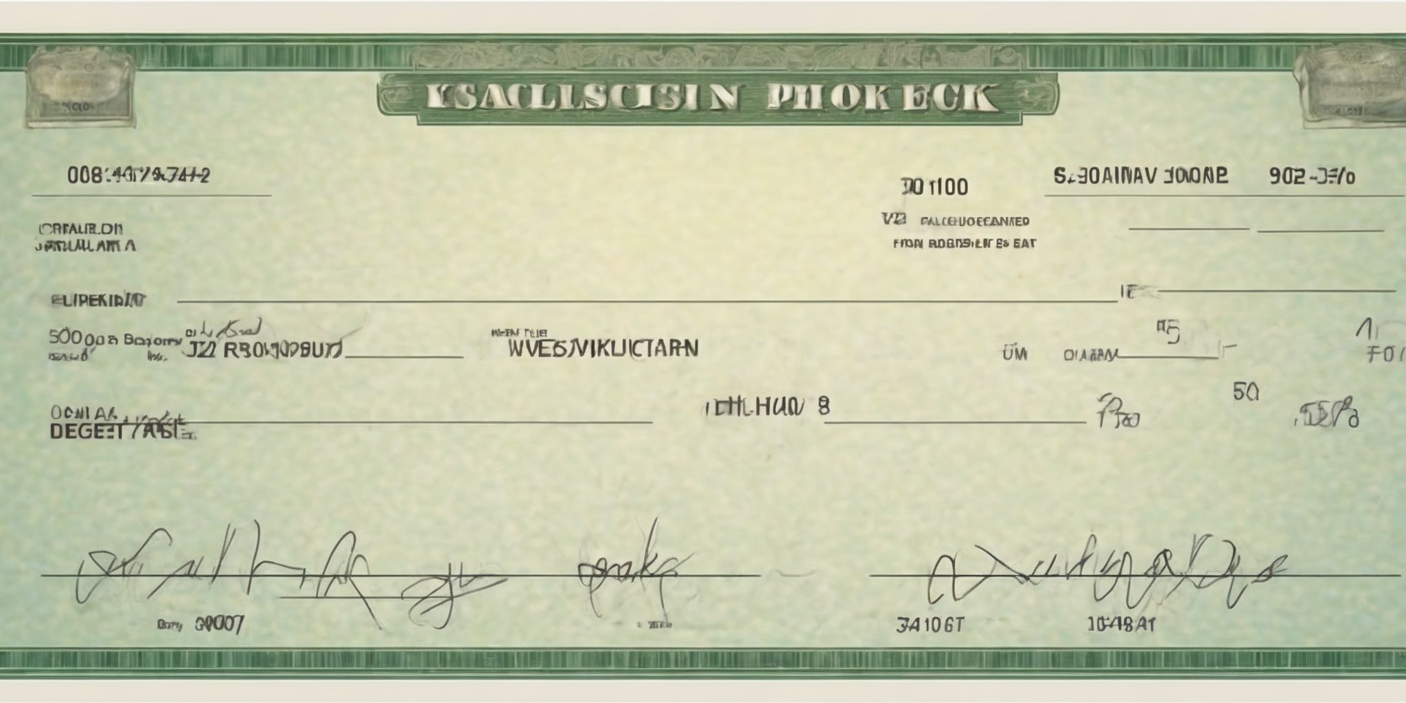 Blank check  in realistic, photographic style