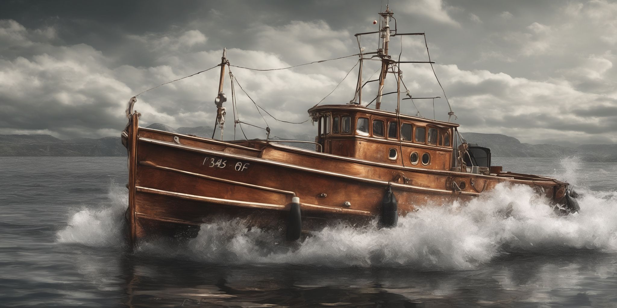 Interest boat  in realistic, photographic style