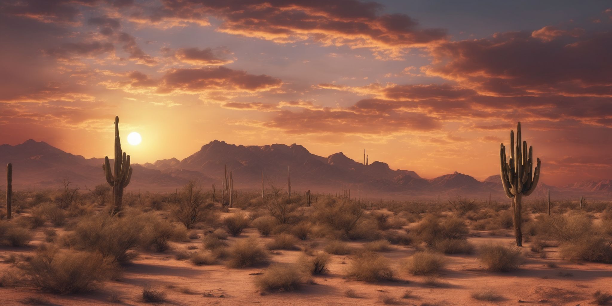 Desert sunset  in realistic, photographic style