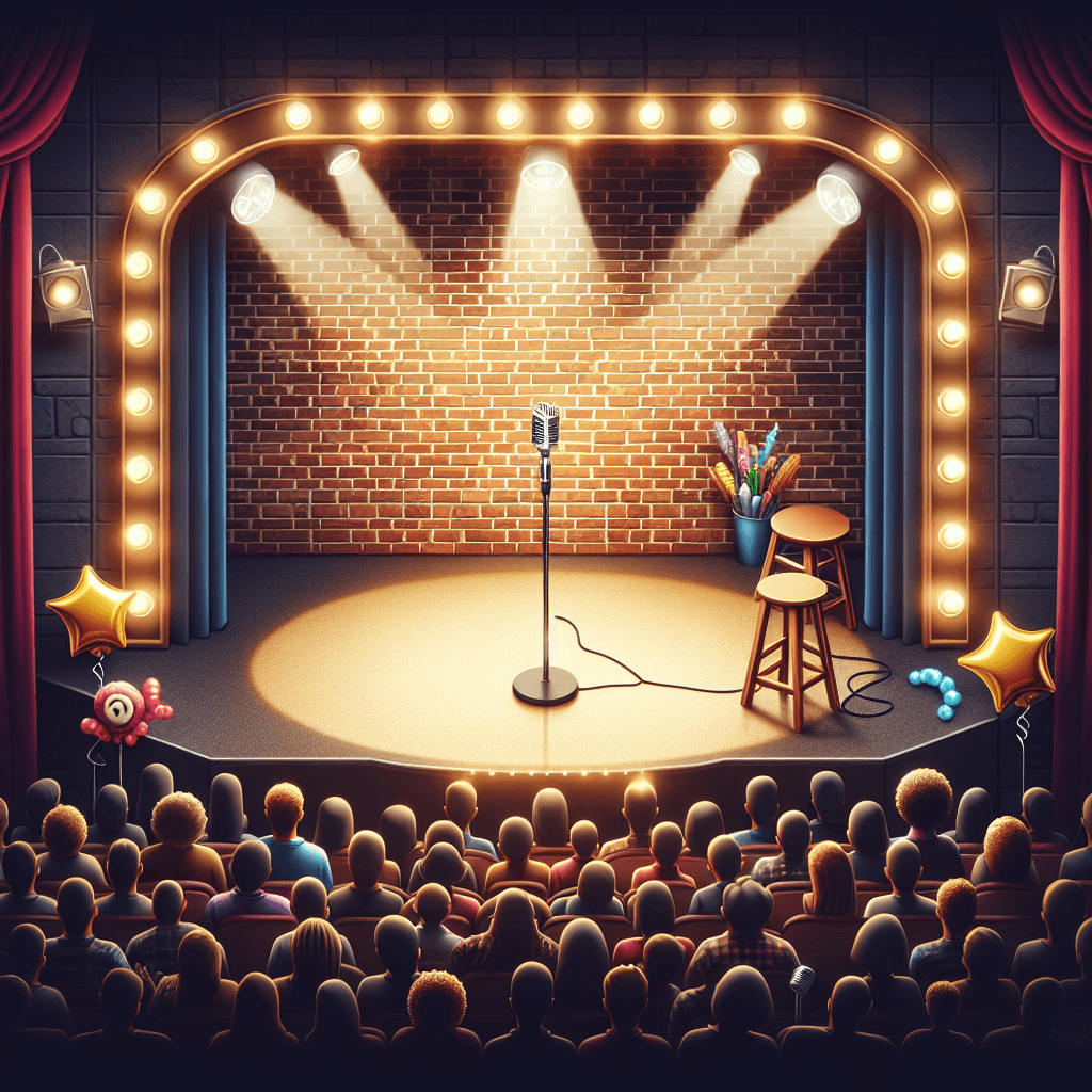 Comedy stage  in realistic, photographic style