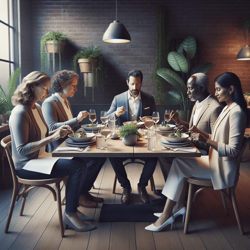 Dining out  in realistic, photographic style