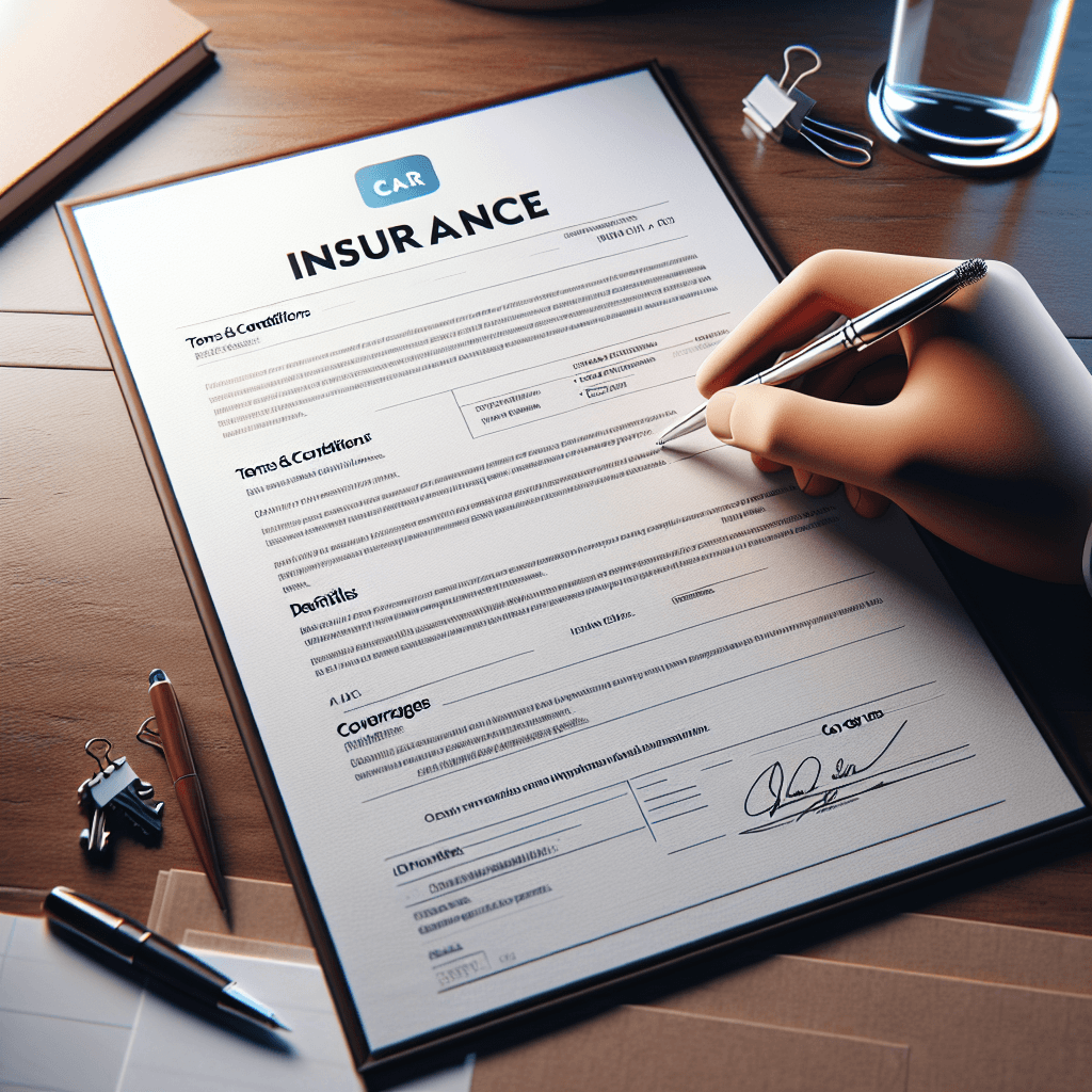Car insurance: Policy document  in realistic, photographic style