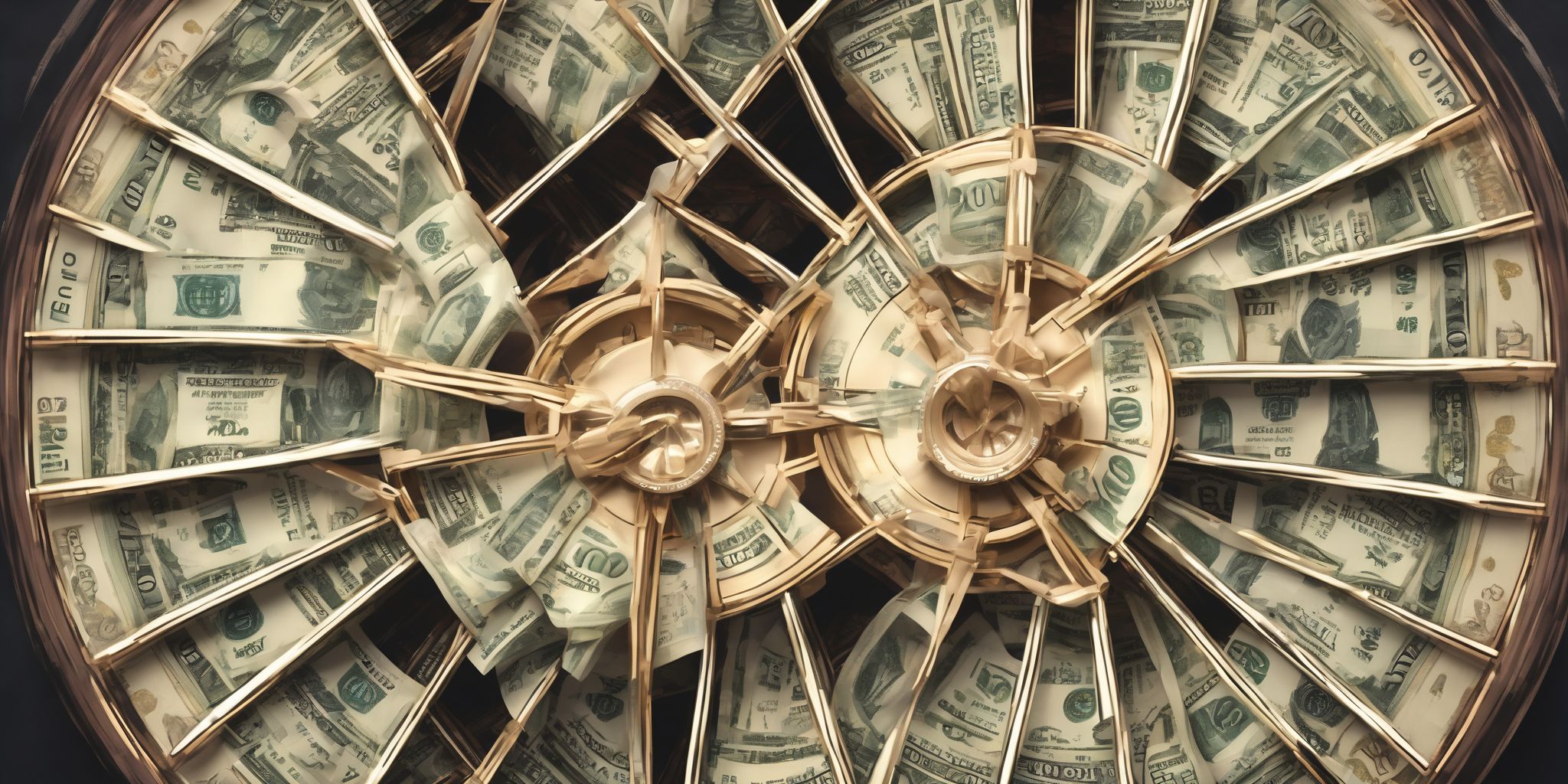 Money wheel  in realistic, photographic style