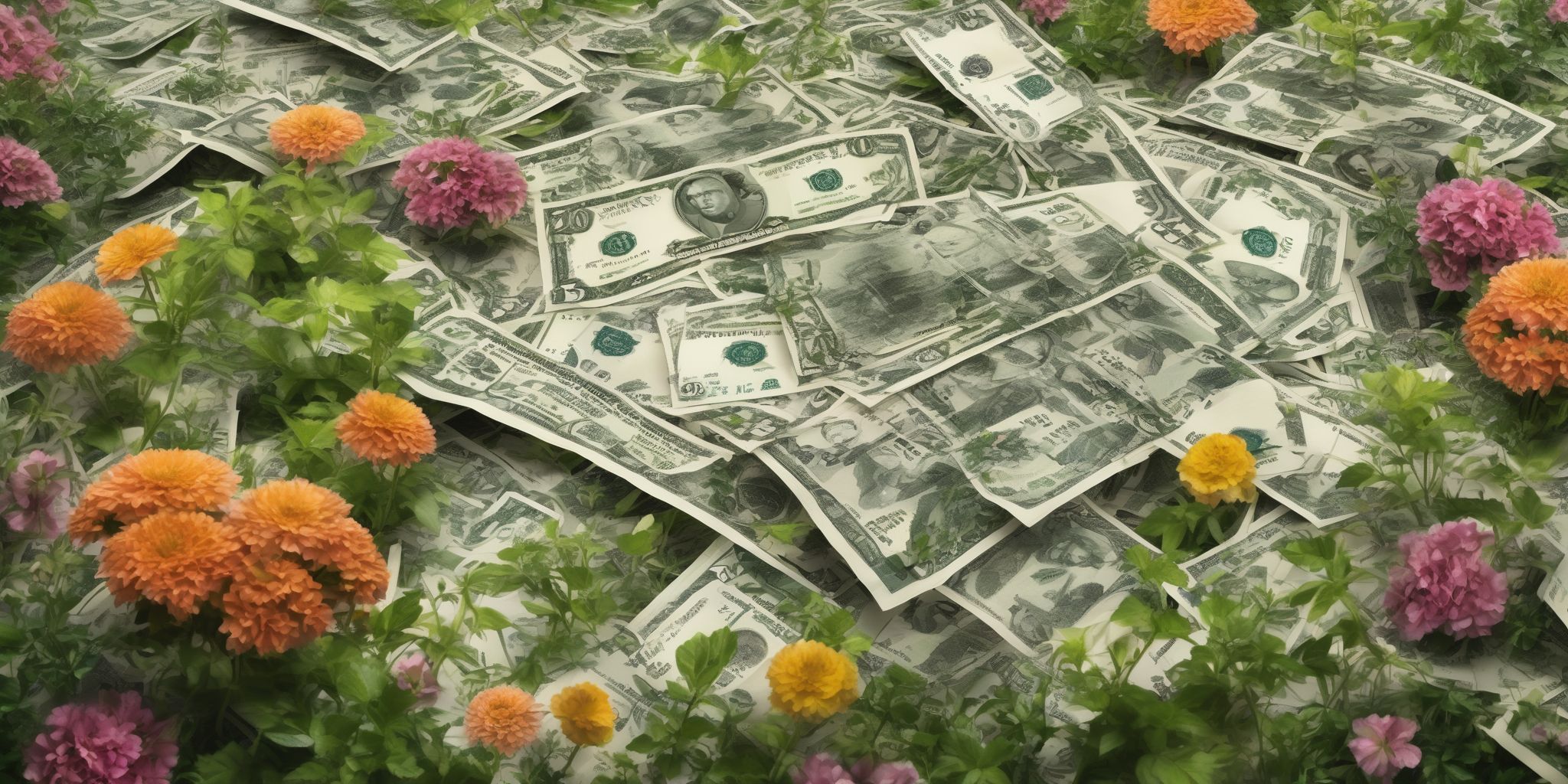 Banknote garden  in realistic, photographic style