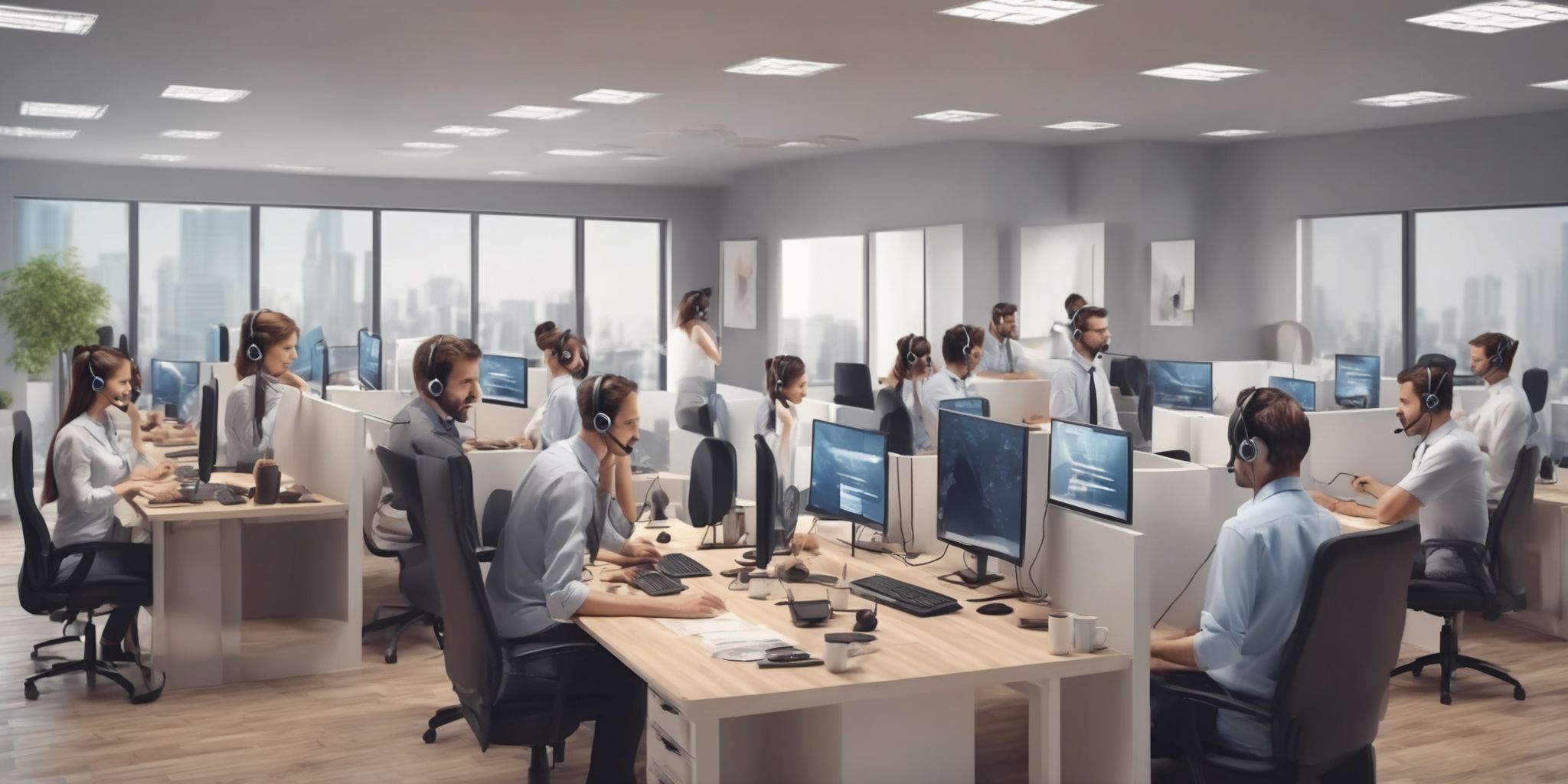 Call center  in realistic, photographic style