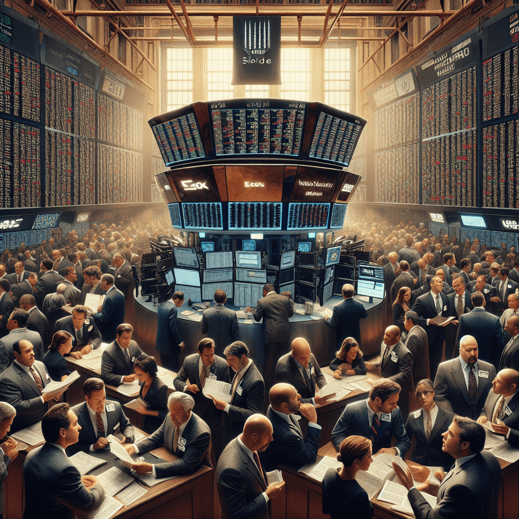 Stock market debut  in realistic, photographic style