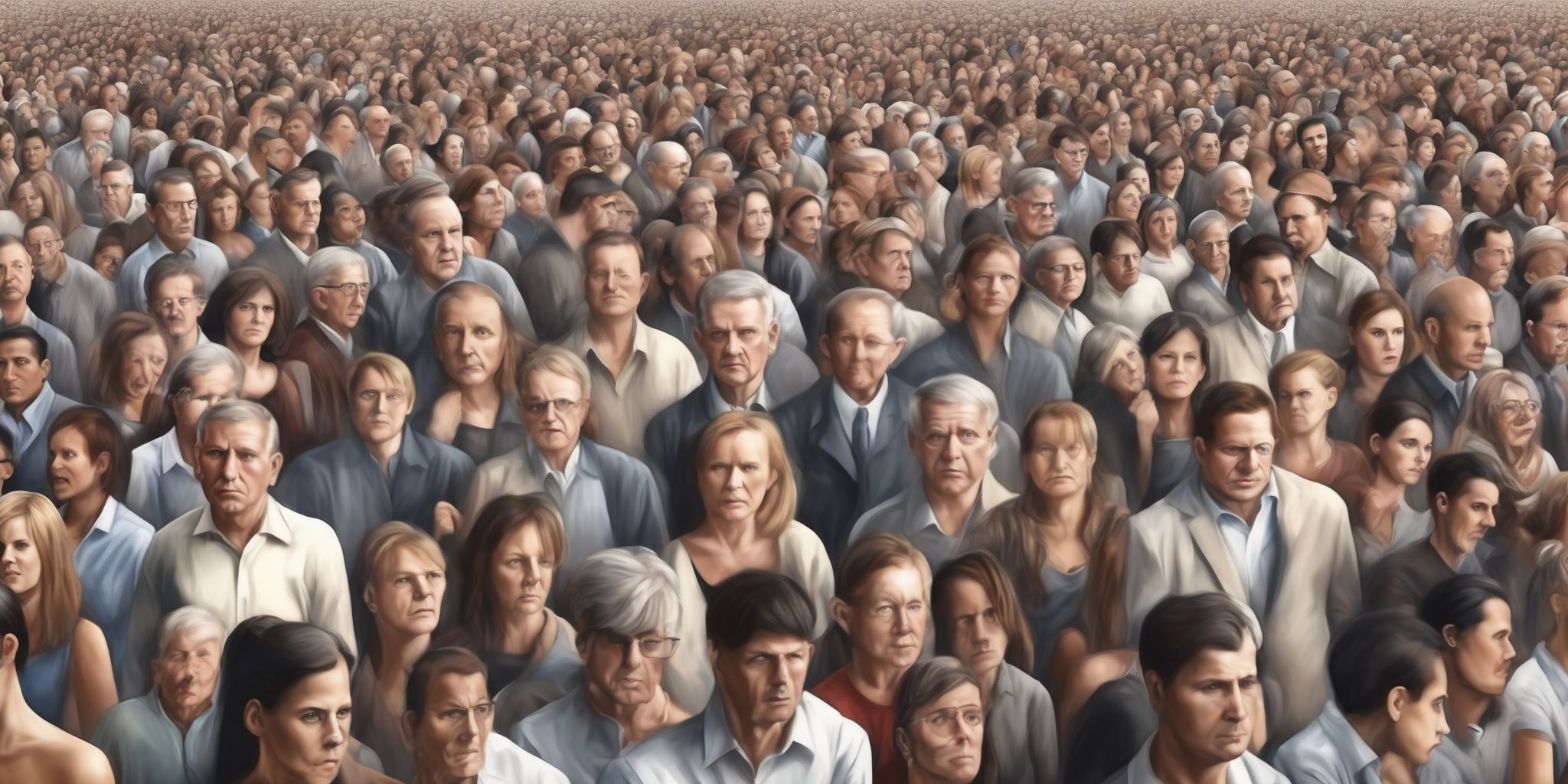 Crowd  in realistic, photographic style