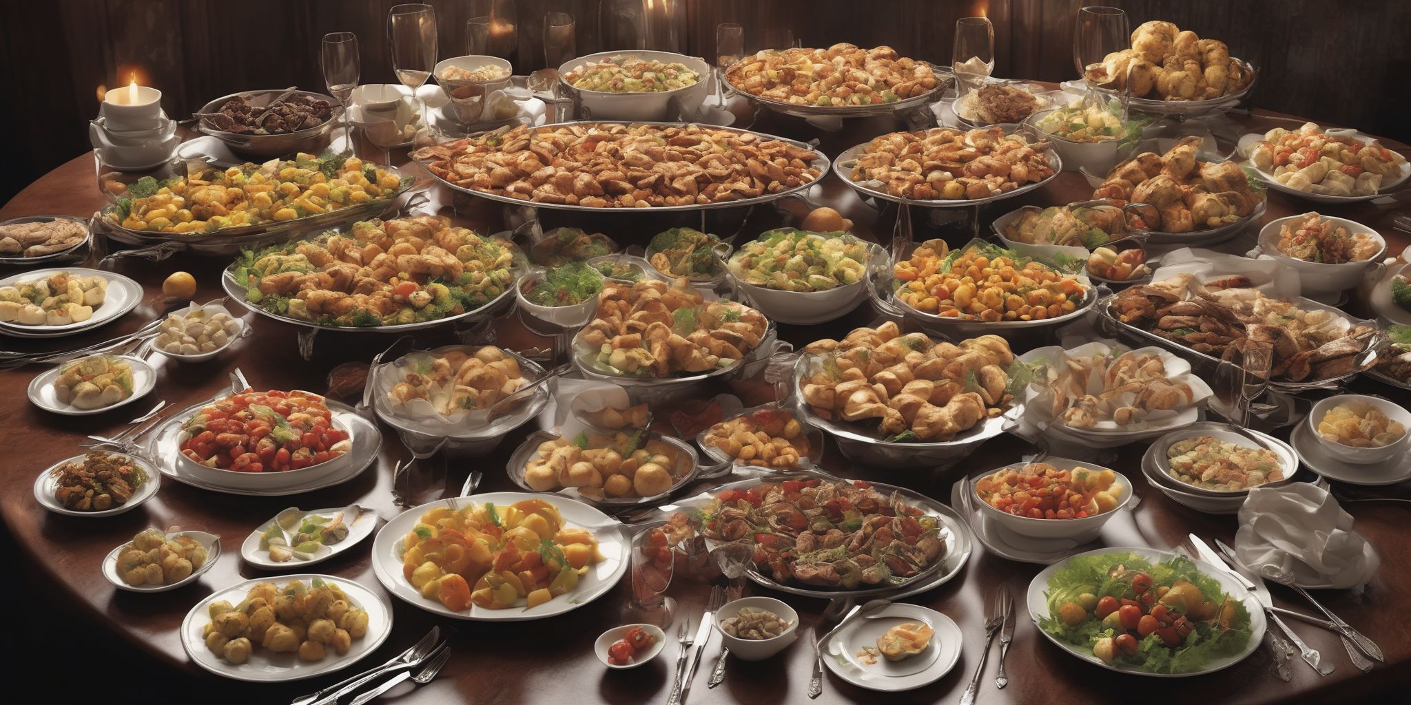 Buffet  in realistic, photographic style